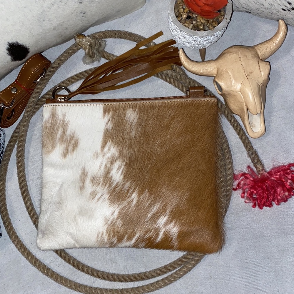 New Handmade Real Cowhide Leather Crossbody Purse Handbag Hair On